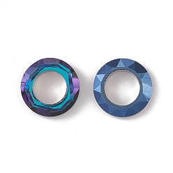 Blue Electroplate Glass Linking Rings, Crystal Cosmic Ring, Prism Ring, Faceted, Back Plated, Round Ring, Blue, 14x3.5~4mm, Inner Diameter: 8.3mm