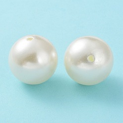 Marfil Abalorios de perla imitación de acrílico, rondo, blanco cremoso, 30 mm, agujero: 3.5 mm, Sobre 35 unidades / 500 g