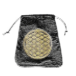 Rondo Almacenamiento de cartas de tarot de terciopelo mochilas de cuerdas, soporte de almacenamiento de escritorio de tarot, negro, patrón redondo, 16.5x15 cm