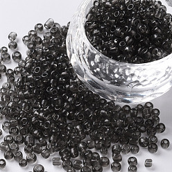 Gray Glass Seed Beads, Transparent, Round, Gray, 8/0, 3mm, Hole: 1mm, about 10000 beads/pound