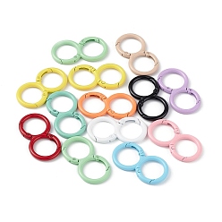 Mixed Color Spray Painted Alloy Spring Gate Rings, Double Round, Mixed Color, 7 Gauge, 43.5x23x3.5mm, Hole: 16.5mm