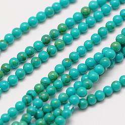Turquoise Synthétique Brins de perles turquoises synthétiques importés, ronde, 2mm, Trou: 0.8mm, Environ 184 pcs/chapelet, 16 pouce