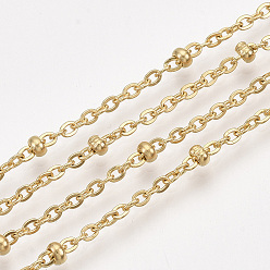Golden 304 Stainless Steel Cable Chains, Satellite Chains, Soldered, with Spool, Golden, 2.5x2x0.5mm, about 32.8 Feet(10m)/roll