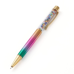 Colorful Ballpoint Pens, with Opaque Colors Lustered Glass Seed Beads inside, Colorful, 14.2x1.35x1cm