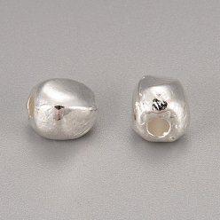 Plata Abalorios de aleación de estilo tibetano, oval, plata, sin plomo, cadmio, níquel, 10x9.5x9 mm, agujero: 3 mm