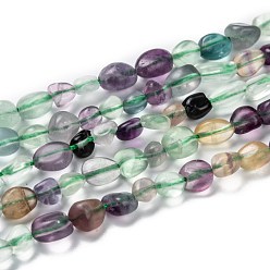 Fluorite Natural Fluorite Beads Strands, Nuggets, Tumbled Stone, 5~8.5x5.5~7x3.5~4mm, Hole: 0.7mm, about 64pcs/strand, 16.34''(41.5cm)