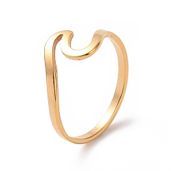 Золотой Ионное покрытие (ip) 201 волнистое кольцо из нержавеющей стали для женщин, золотые, размер США 6 1/2 (16.9 мм)