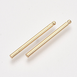 Real 18K Gold Plated Brass Bar Pendants, Column, Real 18K Gold Plated, 30x2mm, Hole: 0.8mm