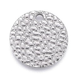 Stainless Steel Color 304 Stainless Steel Charms, Textured, Laser Cut, Flat Round, Stainless Steel Color, 12x1mm, Hole: 1mm