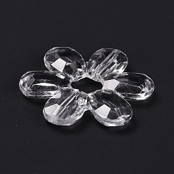 Clear Transparent Acrylic Links, Beads, Flower, Clear, 46x41x6mm, Hole: 2mm, about 99pcs/500g