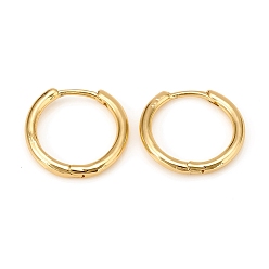 Real 18K Gold Plated Brass Huggie Hoop Earrings, Ring, Real 18k Gold Plated, 16x17x2mm, Pin: 1mm