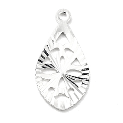 925 Sterling Silver Plated Brass Pendants, Long-Lasting Plated, Cadmium Free & Lead Free, Teardrop, 925 Sterling Silver Plated, 16x8.5x0.6mm, Hole: 1mm