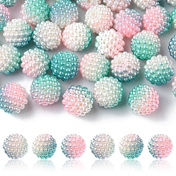 Turquoise Foncé Perles acryliques en nacre d'imitation , perles baies, perles combinés, ronde, turquoise foncé, 12mm, Trou: 1mm