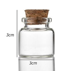 Claro Botella de vidrio, con tapón de corcho, deseando botella, columna, Claro, 3x3 cm, capacidad: 10 ml (0.34 fl. oz)