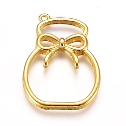 Golden Zinc Alloy Open Back Bezel Pendants, For DIY UV Resin, Epoxy Resin, Pressed Flower Jewelry, Lucky Bag, Golden, 26.5x19.5x2.5mm, Hole: 1.2mm