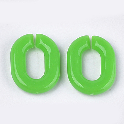 Lime Green Acrylic Linking Rings, Quick Link Connectors, For Jewelry Chains Making, Oval, Lime Green, 19x14x4.5mm, Hole: 11x5.5mm, about 680pcs/500g