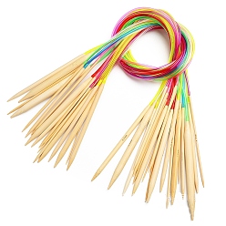 Mixed Color Bamboo Circular Knitting Needles Sets, with Colorful Plastic Tube, Mixed Color, 80cm, 18pcs/set