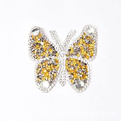 Topazee Claire Appliques de strass hotfix en forme de papillon, accessoires de costumes, topaze clair, 60x60mm