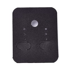 Black Paper and Plastic Jewelry Display Cards, with Plastic Back, for Hanging Earring Display, Rectangle, Black, 49x40x5mm, Hole: 1.4mm and 6mm, 100sheets/bag