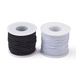 Color mezclado 2 rollos 2 colores cordón elástico poliéster redondo, cordón elástico ajustable, con carrete, color mezclado, 1 mm, aproximadamente 49.21 yardas (45 m) / rollo, 1 rollo / color