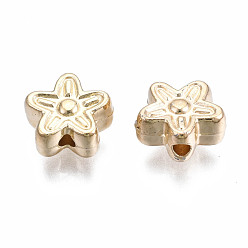 Light Gold Plated Plating ABS Plastic Beads, Flower, Light Gold Plated, 9x9x4mm, Hole: 1.6mm