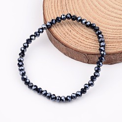 Noir Verre perles bracelets extensibles, noir, 46mm