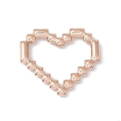 Oro Rosa Revestimiento iónico (ip) 304 anillos de unión de acero inoxidable, corazón de píxel hueco, oro rosa, 19x20.5x2.5 mm, diámetro interior: 14.5x15.5 mm