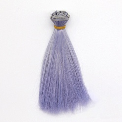 Bleu Ardoise Cheveux de perruque de poupée de coiffure ombre longue et droite en fibre à haute température, pour bricolage fille bjd making accessoires, bleu ardoise, 5.91 pouce (15 cm)
