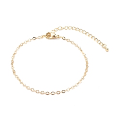 Real 18K Gold Plated Brass Cable Chain Bracelets, with Lobster Claw Clasps, Real 18K Gold Plated, 7-1/2 inch(19.2cm)
