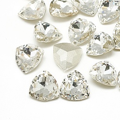 Crystal DIY Pointed Back K9 Glass Rhinestone Cabochons, Random Color Back Plated, Faceted, Triangle, Crystal, 12x12x4.5mm