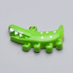 Lime Resin Decoden Cabochons, Crocodile/Alligator Shaped, Lime, 28x16x5.5mm