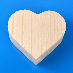 Bisque Valentine's Day Theme Wooden Ring Storage Box, Heart Shaped Ring Case, Bisque, 10x8x4cm