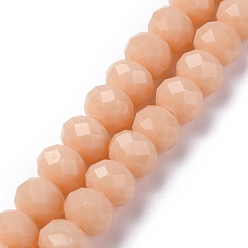 Tan Handmade Glass Beads, Faceted Rondelle, for DIY Crafting, Tan, 8x6mm, Hole: 1mm, about 70pcs/strand, 15.5 inch