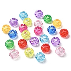 Mixed Color Transparent Acrylic European Beads, Faceted, Large Hole Beads, Rondelle, Mixed Color, 13.5x8mm, Hole: 5.7mm