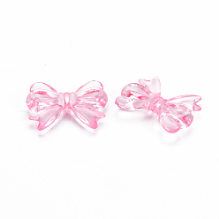 Pearl Pink Transparent Acrylic Beads, Bowknot, Pearl Pink, 23x29.5x6mm, Hole: 1.6mm, about 293pcs/500g