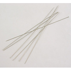 Silver Iron Beading Needles, Silver Color Plated,  0.45mm thick, 100mm long, hole: 0.3mm, about 30~35pcs/bag