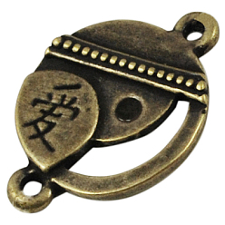 Antique Bronze Tibetan Style Links, Lead Free and Cadmium Free, Heart, Antique Bronze, 15x10x2mm, Hole: 2mm