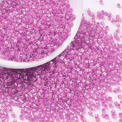 Deep Pink Cylinder Seed Beads, Ceylon, Round Hole, Uniform Size, Deep Pink, 2x1.5mm, Hole: 0.8mm, about 40000pcs/bag, about 450g/bag