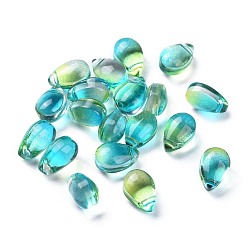 Turquesa Perlas de vidrio transparentes, cuentas perforadas superiores, lágrima, turquesa, 9x6x5 mm, agujero: 1 mm