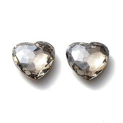 Satin Glass Rhinestone Cabochons, Flat Back & Back Plated, Faceted, Heart, Satin, 10x10x4mm