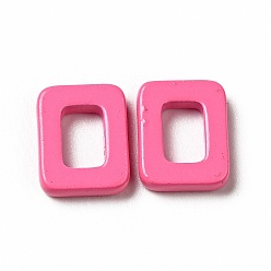 Ярко-Розовый Окрашены распылением 201 соединительные кольца из нержавеющей стали, прямоугольные, ярко-розовый, 9.5x7.5x2 мм, внутренний диаметр: 4x5.5 мм