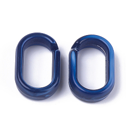 Bleu Foncé Anneaux liant acrylique, connecteurs à liaison rapide, style de pierres fines imitation, pour la fabrication de chaînes de câble, ovale, bleu foncé, 18.5x11.5x5mm, mesure intérieure: 14x7 mm, à propos de 1130 pcs / 500 g