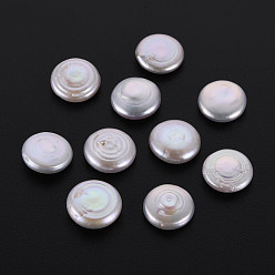 Seashell Color Natural Keshi Pearl Beads, Cultured Freshwater Pearl, No Hole/Undrilled, Flat Round, Seashell Color, 11~12x3~5mm