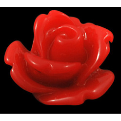 Crimson Resin Cabochons, Flower, Crimson, 10x6.5mm