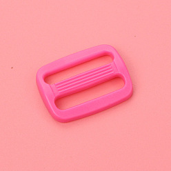 Hot Pink Plastic Slide Buckle Adjuster, Multi-Purpose Webbing Strap Loops, for Luggage Belt Craft DIY Accessories, Hot Pink, 24mm, Inner Diameter: 25mm
