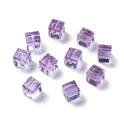 Prune Verre imitation perles de cristal autrichien, facette, suqare, prune, 5.5x5.5x5.5mm, Trou: 1mm
