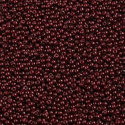 Rojo Oscuro 11/0 calificar unas cuentas redondas de semillas de vidrio, pintura para hornear, de color rojo oscuro, 2.3x1.5 mm, agujero: 1 mm, sobre 48500 unidades / libra