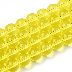 Amarillo Cuentas de vidrio transparentes, rondo, amarillo, 8~8.5 mm, agujero: 1.5 mm, sobre 51~53 unidades / cadena, 14.96 pulgada ~ 15.55 pulgada (38~39.7 cm)