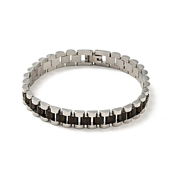 Noir 304 bracelet chaîne à maillons épais en acier inoxydable, bracelet de montre bracelet chaîne pour hommes femmes, électrophorèse couleur noir et acier inoxydable, 8-5/8 pouce (21.8 cm)