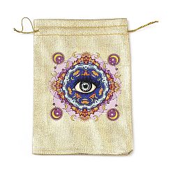 Eye Bolsas rectangulares de poliéster con cordón de nailon., bolsas con cordón, para envolver regalos, oro, ojo, 177~182x127~135x1 mm